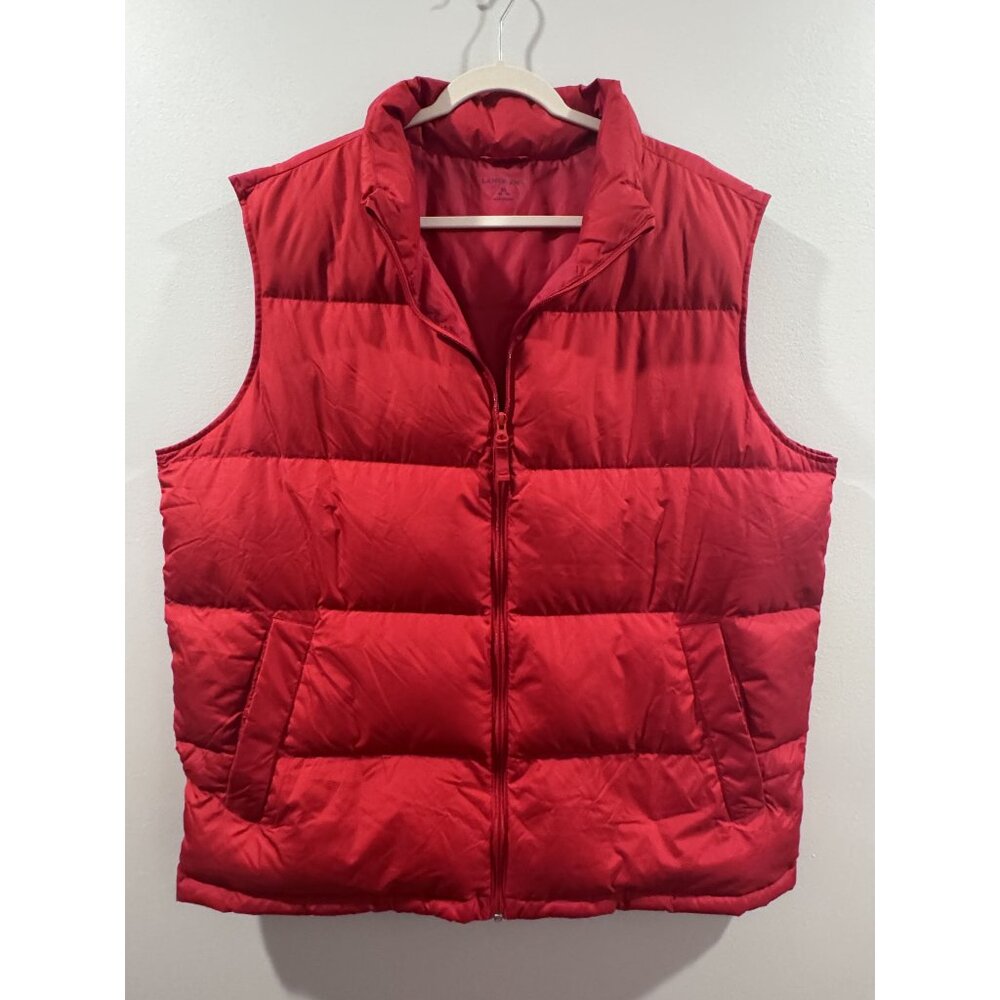 Lands End Red Puffer Vest XL 46-48 Lightweight Polyester  Insulated Down Feather